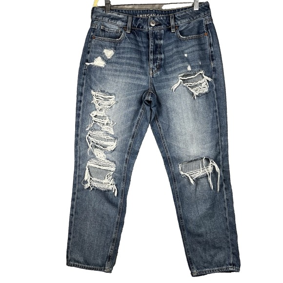 American Eagle Outfitters Denim - American Eagle Tomgirl Jeans Size 10‎ Regular Medium Wash Straight Button Fly